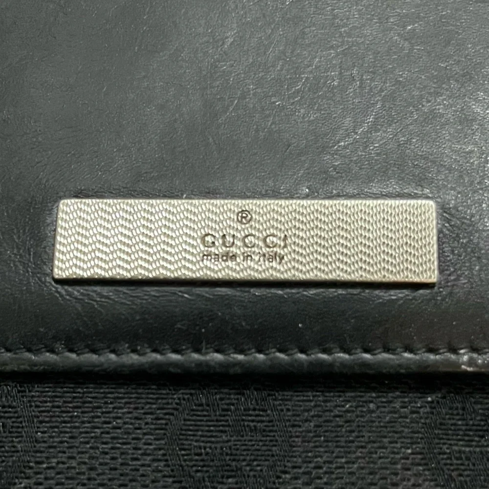 Gucci Vintage Black Leather & Canvas GG Print Small Unisex Bifold Wallet - Picture 3 of 15